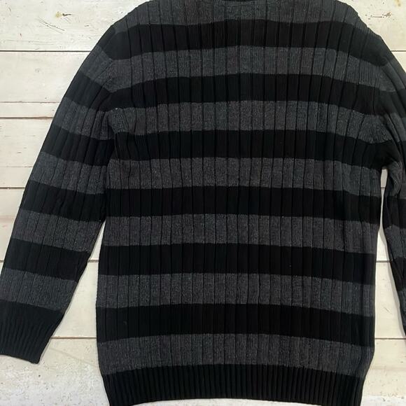 XG Premium Knit Sweater Boys XL 18-20 1/4 Zip Mock Neck Black Grey Striped - Picture 4 of 5
